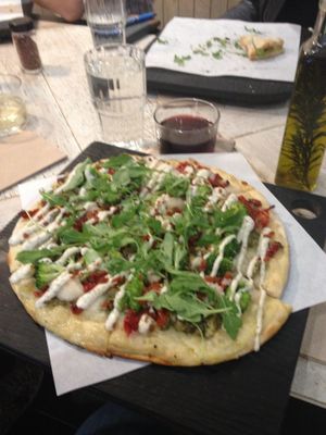 Pesto pizza! at Virtuous Pie  in Vancouver