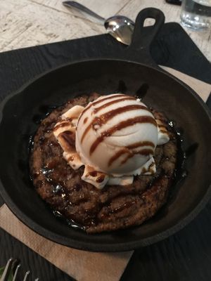 Chocolate chip cookie with ice cream at Virtuous Pie  in Vancouver