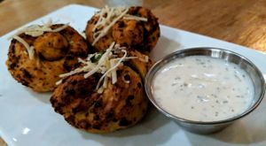 Galic knots with vegan dip at Virtuous Pie  in Vancouver