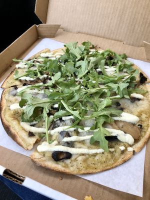 Gf mushroom pizza at Virtuous Pie  in Vancouver