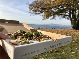 Takeaway pizza at Virtuous Pie  in Vancouver