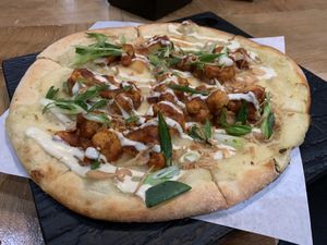 Stranger wings pizza is amazing! at Virtuous Pie  in Vancouver