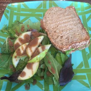 Avocado Toast with a Side Salad at Alpha Organics Cafe in Towaco