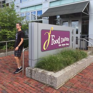 main entrance is off parking lot at Food Dance in Kalamazoo