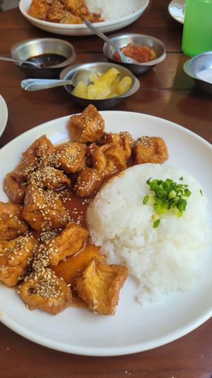 Tofu with Sweetsour and Rice at Fast & Vegan in Santa Cruz