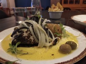 Tufu wrapped with seaweed. Tastes like fish... at 26 Vegan Food Project in Lisbon