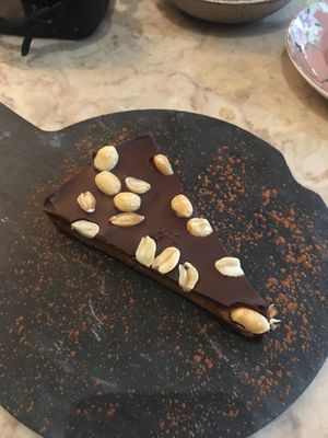 Peanut butter and Chocolate pie (tastes like Reeses)  at 26 Vegan Food Project in Lisbon