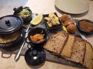 Portuguese platter of appetizers, 18 Eur at 26 Vegan Food Project in Lisbon