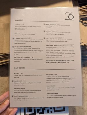 Menu 1 at 26 Vegan Food Project in Lisbon