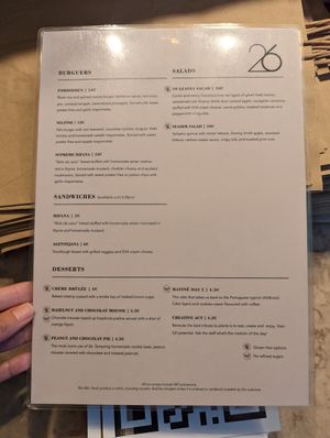 Menu 2 at 26 Vegan Food Project in Lisbon