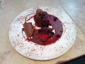 Chocolate cake and mousse at 26 Vegan Food Project in Lisbon
