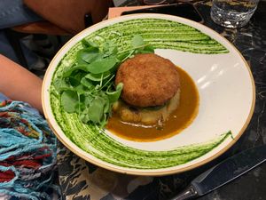 “Fish” cake sort of thing at 26 Vegan Food Project in Lisbon