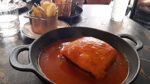 Seitan francesinha with chips at 26 Vegan Food Project in Lisbon