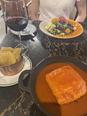 Mains - sunrise salad and traditional Portuguese dish  at 26 Vegan Food Project in Lisbon