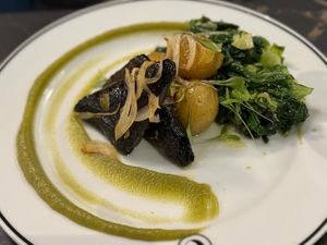 Tofu wrapped in Nori with potatoes and greens  at 26 Vegan Food Project in Lisbon