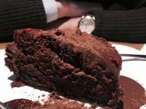 chocolate cake at 26 Vegan Food Project in Lisbon