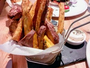 sweet potato fries at 26 Vegan Food Project in Lisbon