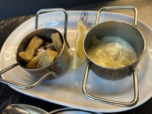 Mushroom fish with tartar sauce  at 26 Vegan Food Project in Lisbon