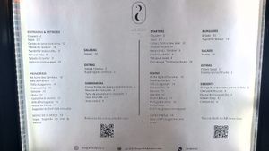 Menu at 26 Vegan Food Project in Lisbon