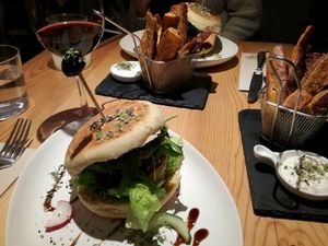 beet root burger at 26 Vegan Food Project in Lisbon