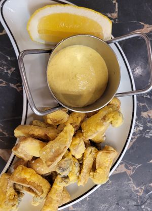 Choco frito (the tartar sauce is delicious) at 26 Vegan Food Project in Lisbon