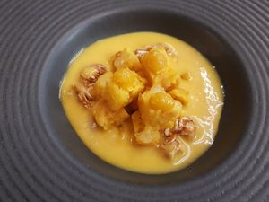 Golden soup at 26 Vegan Food Project in Lisbon