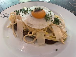 Steak au paillanrd with fried egg  at 26 Vegan Food Project in Lisbon