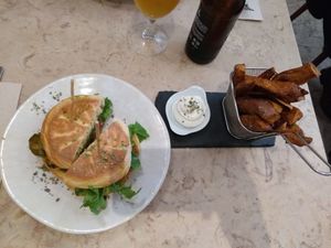 Hamburger and fries at 26 Vegan Food Project in Lisbon
