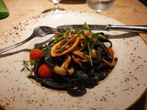 Daily special - a spinach pasta dish 15€ at 26 Vegan Food Project in Lisbon