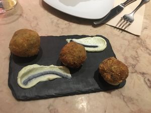Pataniscas de bacalhau at 26 Vegan Food Project in Lisbon
