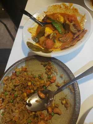 Cashew Seitan and pineapple fried rice at Kindness Vegan in Darlinghurst