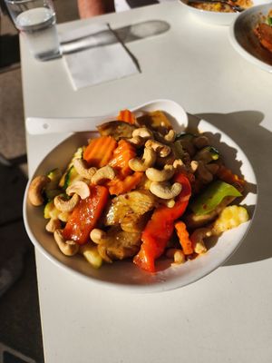 Cashew and seitan stir fry at Kindness Vegan in Darlinghurst