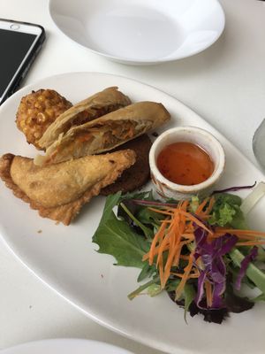 Mixed entree plate  at Kindness Vegan in Darlinghurst