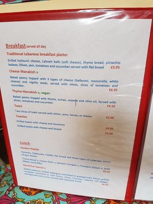 menu at Rosie Chai in South West London