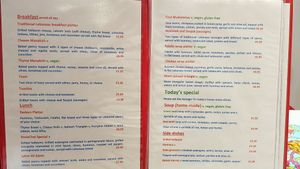 Menu - breakfast & lunch at Rosie Chai in South West London