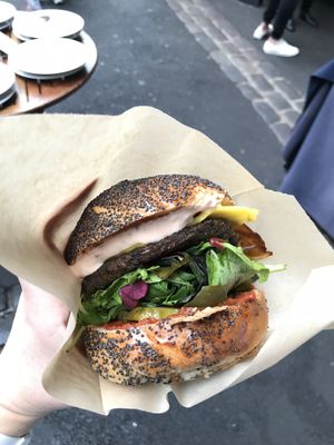 Bacon cheese burger  at Big V - Borough Market in South East London