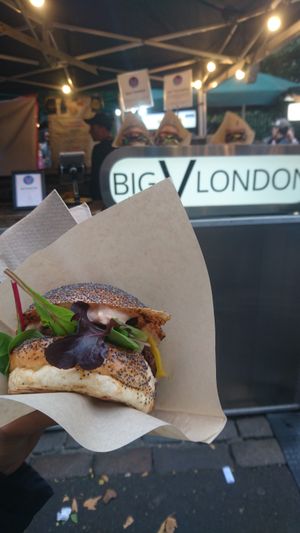 Vegan cheeseburger  at Big V - Borough Market in South East London