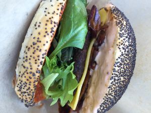 Facon cheeseburger at Big V - Borough Market in South East London