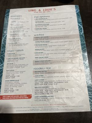 Menu as of Oct 2022  at DFW - Ling & Louie's - TA in Grapevine