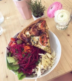 vegan quiche with salad at Flowers Kitchen in Luxembourg City