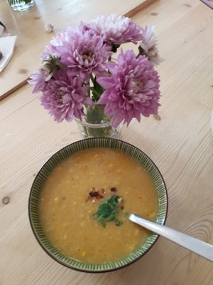 Corn soup at Flowers Kitchen in Luxembourg City