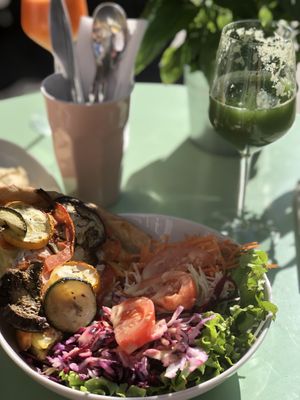 Delicious quiche and salad bowl at Flowers Kitchen in Luxembourg City