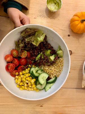 Rice and bean bowl.  The lettuce is the star.  👍 at Flowers Kitchen in Luxembourg City