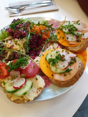 breakfast plate for 2 at Flowers Kitchen in Luxembourg City