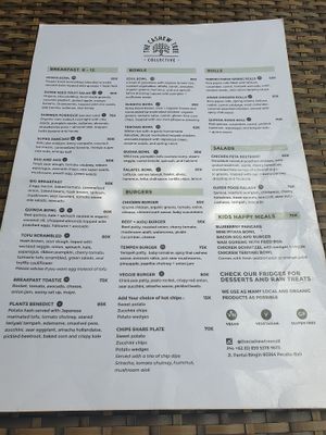 Menu at The Cashew Tree in Pecatu