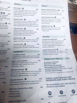 Menu at The Cashew Tree in Pecatu