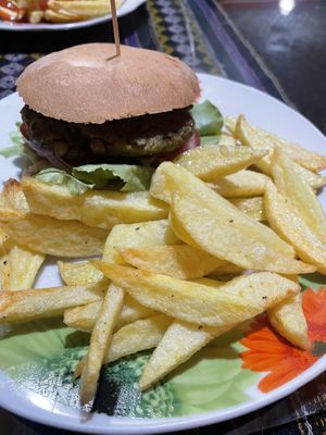 Lentil burger  at Koala Cafe in Potosi