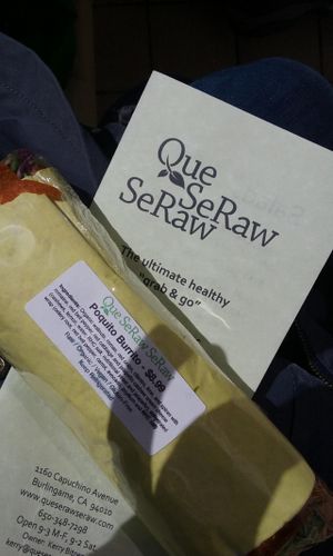 Raw vegan burrito. Delicious and filling. at Que SeRaw SeRaw in Burlingame