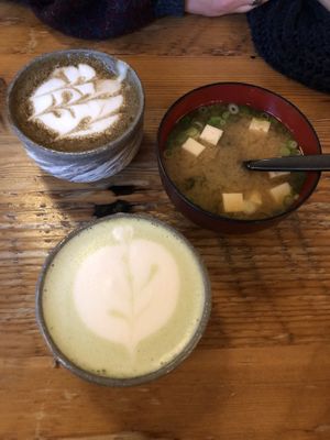 Matcha, senjcha, and miso soup  at Behind the Museum Cafe in Portland