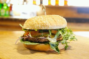 Barbecue Burger (with soya steaks) at Nesterka in Grodno